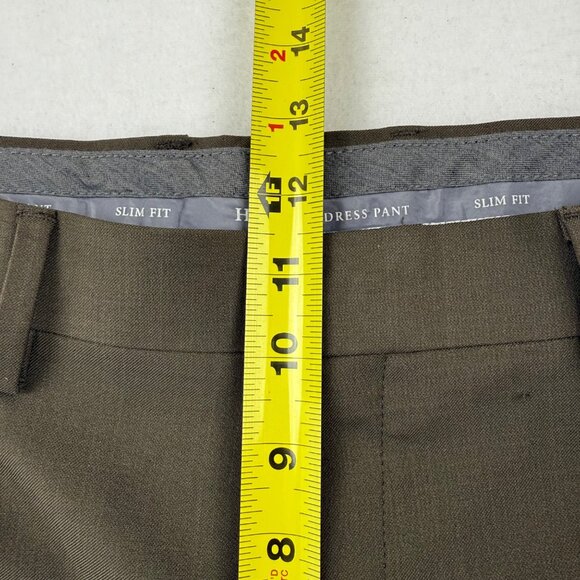 Haggar Men's Premium Comfort Slim Fit Flat Front Brown Dress Pant Size 38x30 - Picture 9 of 11